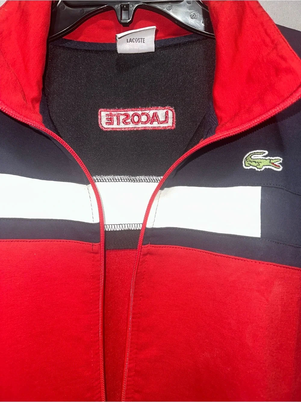 Lacoste Red, Navy & White Full-Zip Track Jacket